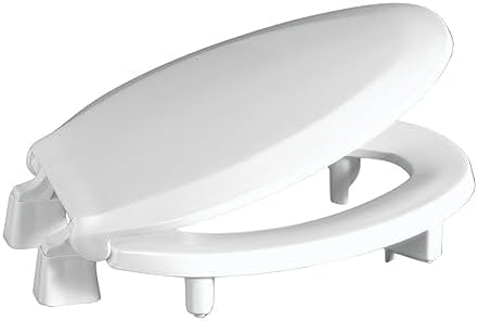 Centoco 3 inch Raised Toilet Seat for Seniors, Elongated, Closed Front with Cover, Plastic, Made in the USA, 3L800STS-001, White