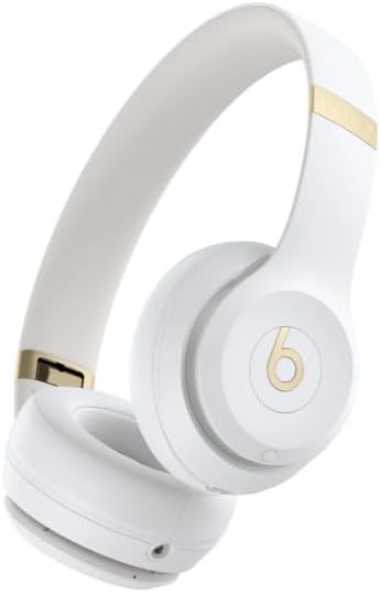 Beats Solo 4 - Wireless Bluetooth On-Ear Headphones, Apple & Android Compatible, Up to 50 Hours of Battery Life - Warm White (Renewed)
