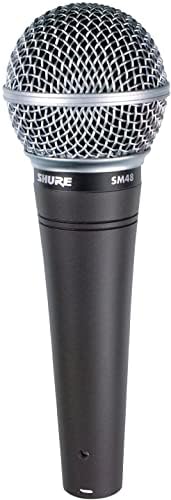 Shure SM48 Cardioid Dynamic Vocal Microphone with Shock-Mounted Cartridge, Steel Mesh Grille and IntegralPop Filter, A25D Mic Clip, Storage Bag, 3-pin XLR Connector, No Cable Included (SM48-LC)
