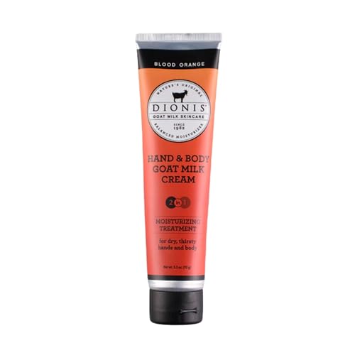 Dionis Goat Milk Skincare 3.3oz Blood Orange Hand & Body Cream - Travel Size Hand Lotion For Hydrating & Moisturizing Dry Skin - Cruelty Free Cream Made In The USA - Paraben Free Formula