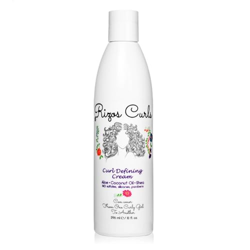 Rizos Curls Curl Defining Cream, Enhance Waves, Curls & Coils, Soft Hold for Weightless Volume, Moisturizing for Frizz-Free Shine with Aloe Vera, Coconut Oil & Shea Butter, 10 oz