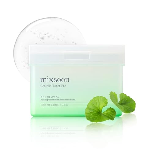 mixsoon Toner Pads Natural Ingredient extracts, Alcohol Free with Moisturizing for Sensitive Skin, Smooth Pads, Korean Glass Skincare