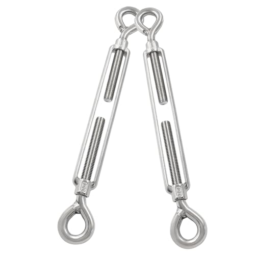 2pcs M12 Stainless Steel 304 Eye & Eye Turnbuckles Adjustable Wire Rope Tensioner