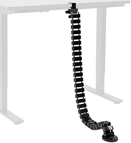 VIVO No Drill Clamp-on Desk Vertebrae Cable Management Kit, Adjustable Quad Entry Flexible Cord Organizer for Home Office, Black, DESK-AC01P-B