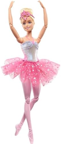 Barbie Dreamtopia Doll, Twinkle Lights Posable Ballerina with 5 Light-Up Shows, Sparkly Pink Tutu, Blonde Hair & Hair Accessory