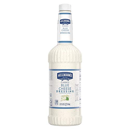 Hellmann's Classics Blue Cheese Salad Dressing Salad Bar Bottles Gluten Free, No Artificial Flavors or High Fructose Corn Syrup, Colors from Natural Sources, 32 oz, Pack of 6