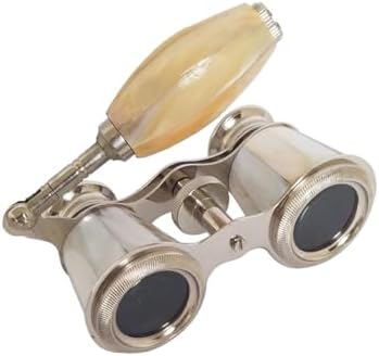 Opera Glasses Nickel Finish - Elegant Binoculars for Kids & Adults with Foldable Handle, Portable Theater Glasses, Vintage Small Binoculars for Concerts, Gifts for Women