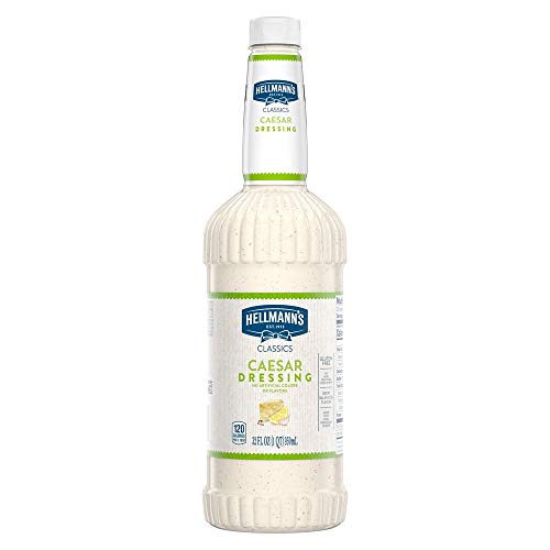 Hellmann's Classics Caesar Salad Dressing Salad Bar Bottles Gluten Free, No Artificial Flavors, Colors or High Fructose Corn Syrup, 32 Fl Oz (Pack of 6)