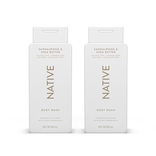 Native Body Wash Contains Naturally Derived Ingredients | For Women & Men, Sulfate, Paraben, & Dye Free Leaving Skin Soft and Hydrating | Sandalwood & Shea Butter 18 oz - 2 Pk