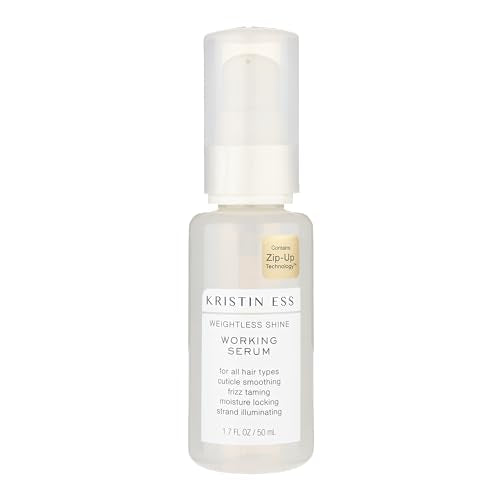 Kristin Ess Hair Weightless Shine Working Hair Serum for Dry Damaged Hair - Frizz Taming, Anti Breakage, Moisture Locking + Shine Enhancing - Color + Keratin Safe, 1.7 fl. oz.
