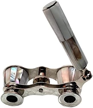 TSWO Binoculars with Handle- Captain's Mother of Pearl Nickel Finish Opera Glasses Binoculars-Pocket Size Handel Binoculars for Kids, Bird Watching, Hunting