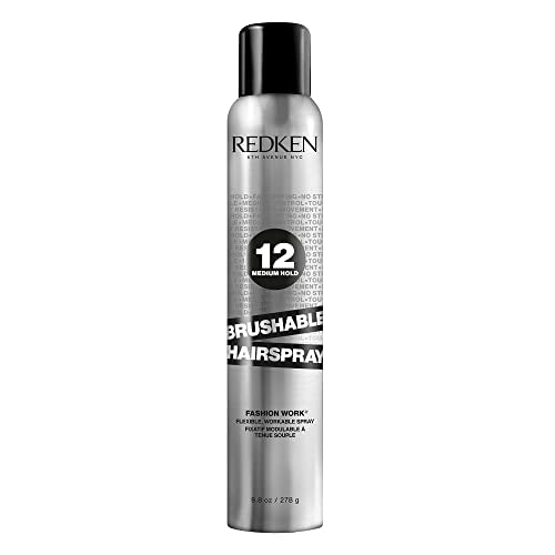 Redken Brushable Hairspray 12 For All Hair Types - Protects Against Frizz and Humidity With Flexible Medium Hold With Natural Finish