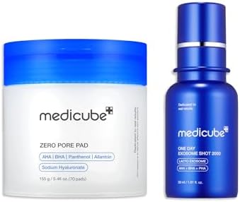 medicube Daily Toner Pads with Exosome 2000 for Pore Care: medicube Zero Pore Pads 2.0 and Zero Exosome Shot 2,000 PPM Spicule Facial Serum