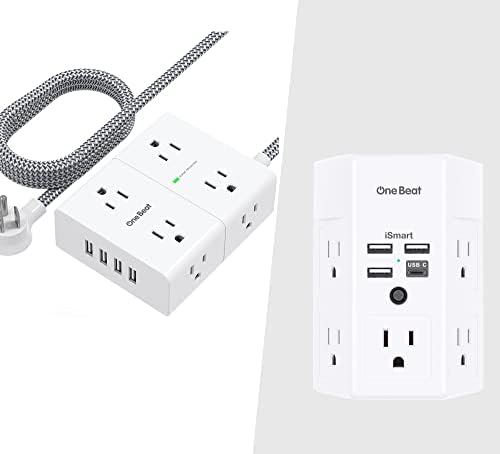 8 Widely Power Strip with USB and 1800J Surge Protector Outlet Extender Bundle