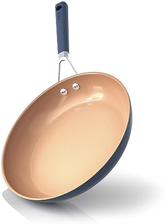 Ninja Extended Life Ceramic 10.25" Fry Pan with Comfort Grip, Nonstick Fry Pans, Pots, PTFE Free, Healthy Cooking, Oven Safe, Dishwasher Safe, All Stovetops & Induction Compatible, Navy Blue, CW40026