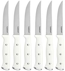 Cuisinart Classic Forged Triple Rivet, 6-Piece Steak Knife Set, Superior High-Carbon Stainless Steel Blades for Precision and Accuracy (White)
