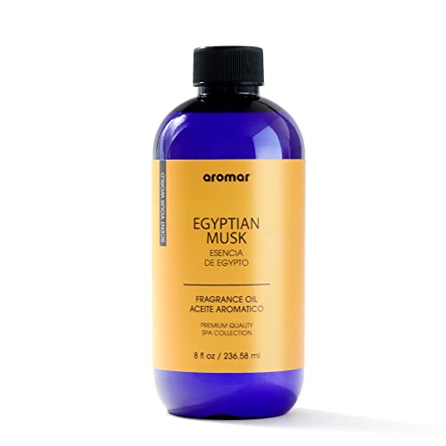 AROMAR Premium Fragrance Oil, Long-Lasting, Reinvigorating Uplifting Aroma for Aromatherapy, Relaxation & Household Uses. Egyptian Musk 8oz