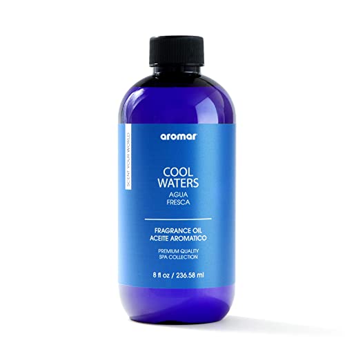 AROMAR Premium Fragrance Oil, Long-Lasting, Reinvigorating Uplifting Aroma for Aromatherapy, Relaxation & Household Uses. Cool Waters 8oz