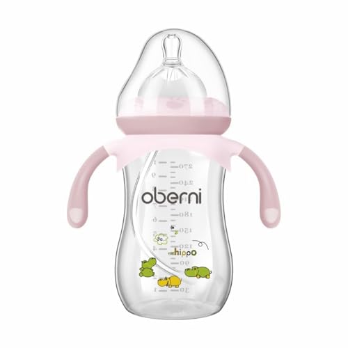 Baby Bottles, Weighted Straw Toddler Milk Bottles with Non-Slip Handle, Size + Variable Fast Flow, 12+ Months, BPA-Free, Pink/1Pack/9oz