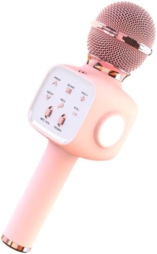 FDY Wireless Bluetooth Karaoke Microphone,Handheld Microphone Karaoke Machine for Kids, Karaoke Microphones Megaphone Suitable for All Smartphones PC(Q8 Rose Gold)