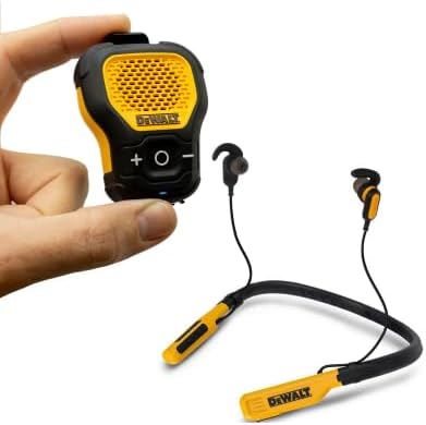 DEWALT Jobsite Audio Bundle – Wireless Neckband Headphones & Clip-On Bluetooth Speaker, 30H Battery, Noise Isolation, Hands-Free Calls