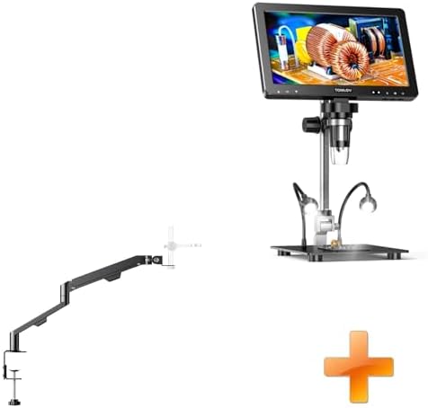 TOMLOV AM06 Flexible Arm Digital Microscope Stand, Lightweight Adjustable Mic Desk Mount Stand with Cable Management+DM9 Max