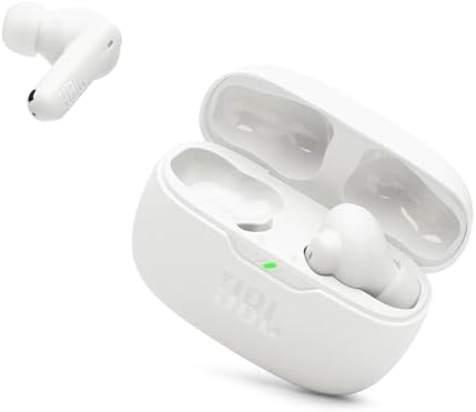 JBL Vibe Beam 2 - True Wireless Noise Cancelling Earbuds Pure Bass Sound & Smart Ambient Technology, 4mics for Crisp, Clear Calls, up to 40Hrs of Playback, IP54 Dust & Water Resistant (White)