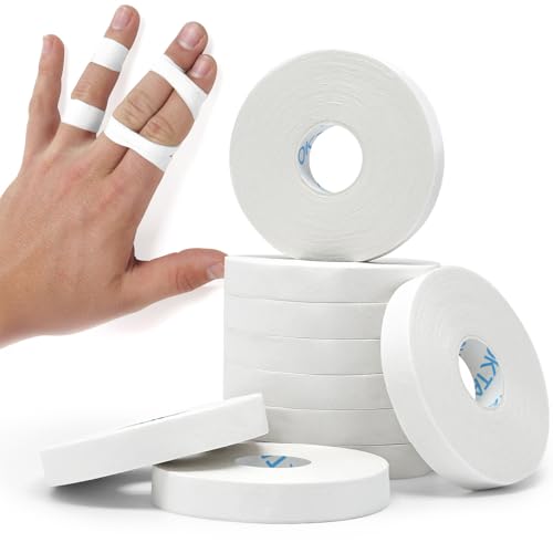 OK TAPE Athletic Finger Tape (10Rolls 450FT), Finge Wrap Tape, Extra Strong Adhesive Finger Support and Protect Tape, Hand Grip Tape for Rock Climbing, MMA, Jiu Jitsu, Volleyball, White