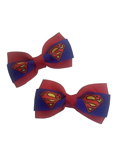 Superhero Girls Hair Bow Set, Little Girl Bows, Pigtail Hair Bows, Toddler Hair Bows,