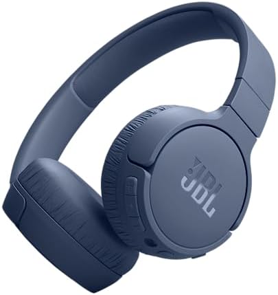 JBL Tune 670NC - Adaptive Noise Cancelling with Smart Ambient Wireless On-Ear Headphones, Up to 70H Battery Life with Speed Charge, Lightweight, Comfortable and Foldable Design (Blue) (Renewed)