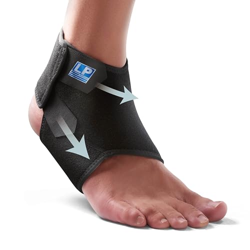 LP SUPPORT 768CN Ankle Stabilizar Brace - Achilles Tendon Strap for Tendonitis, Sprains, Strains Pain Relief and Recovery - Ankle Support for Women and Men - (Black, M, 1pcs)