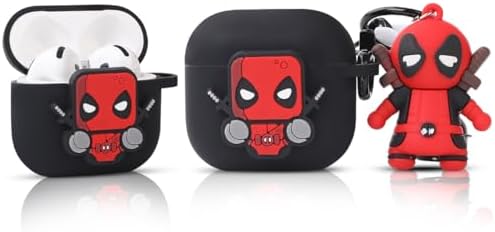Case for AirPods 4 Wireless Earbuds (2024) with Doll and Carabiner, Silicone Charging Protective Cover with Cartoon Skin Design for AirPods 4th Generation Headphones (DEP)