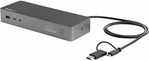 StarTech.com Universal Laptop Docking Station, Hybrid USB-C/USB-A Dock, Dual 4K DP/HDMI, 100W PD, Mac/Windows/Chrome OS, NIC