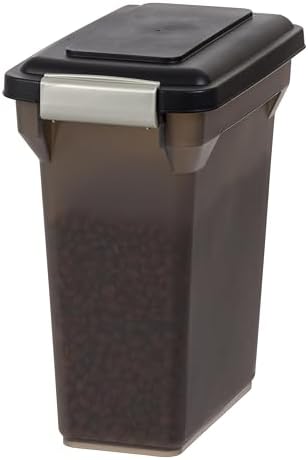 IRIS USA WeatherPro Airtight Dog Food Storage Container, Up to 13 lbs, For Dog Cat Bird and Other Pet Food Storage Bin, Pet Supplies, Keep Fresh, Easy Access, BPA Free, Smoke