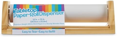Melissa & Doug Wooden Tabletop Paper Roll Dispenser With White Bond Paper (12 inches x 75 feet) Drawing For Kids Art, Craft Roll For Kids