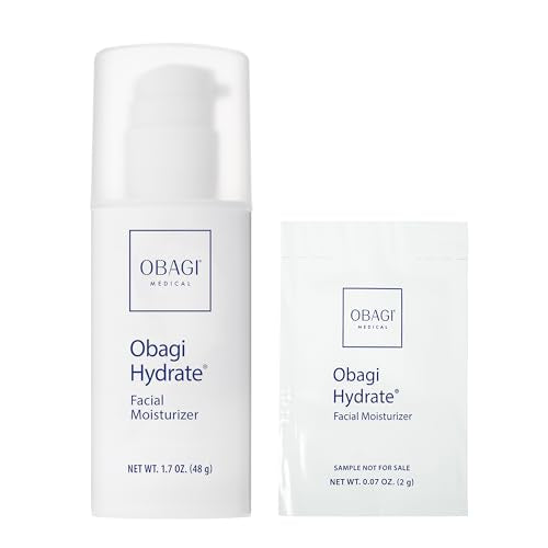 Obagi Hydrate Facial Moisturizer – Non-Comedogenic Intensely Hydrating All Day Moisturizer that Combats Dryness with Tara Seed Extract, Shea Butter & Avocado Oil – All Skin Types 1.7oz & 2g Trial Size