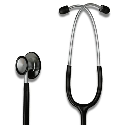 HCS Stethoscope, Classic Lightweight - Medical Grade, Dual Head Stethoscopes for Nurses, Students, Home - 22 inch Tubing (Black)