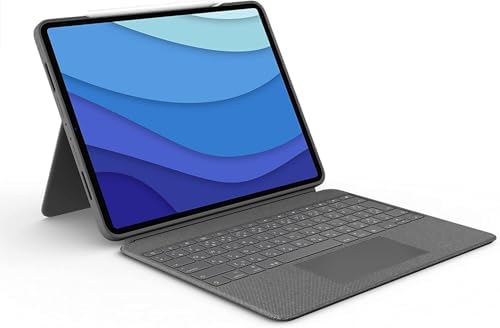 Logitech Combo Touch iPad Pro 12.9-inch(5th, 6th gen - 2021, 2022)Keyboard Case -Detachable Backlit Keyboard with Kickstand, Click-Anywhere Trackpad, Smart Connector - Oxford Gray (Renewed)