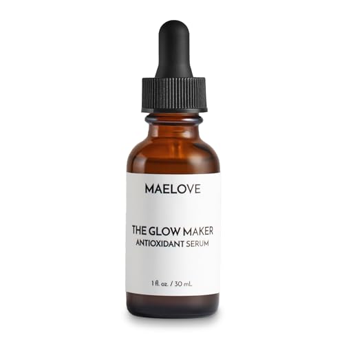 MAELOVE Vitamin C Serum, Glow Maker with Vitamins C, E, Ferulic & Hyaluronic Acid, Unscented, Award-Winning Brightening and Hydrating Facial Serum, 1.0 fl oz