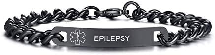 VNOX Medical Alert ID Bracelet - Mens Womens Stainless Steel ID Tag Medical Alert Emergency Bracelet,7.2/8/8.4 Inches