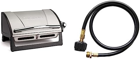 Cuisinart Grillster 8,000 BTU Portable Propane Tabletop Gas Grill and Cuisinart 4 Foot LP Adaptor Hose