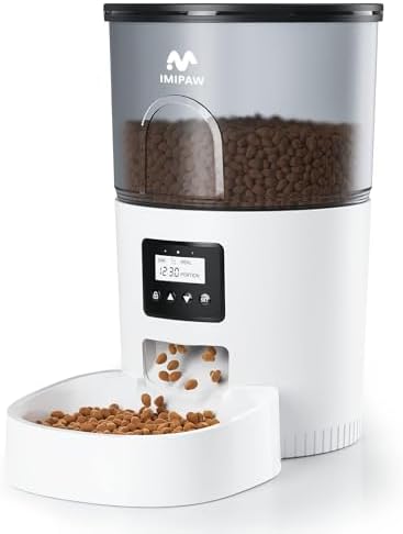 Automatic Cat Feeders, 3L Timed Cat Dry Food Dispenser, Dual Power Supply, Programmable Portion Size, 1-6 Meals Per Day, Auto Pet Feeder for Cats and Small Dogs