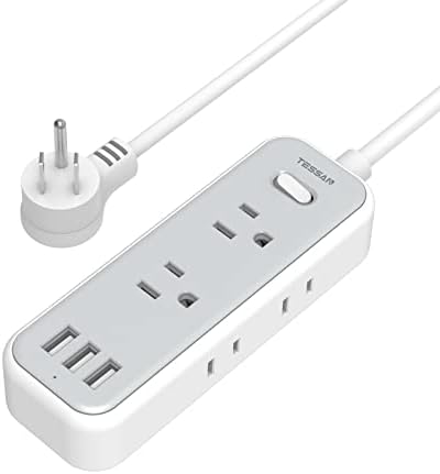 Small Power Strip with 3 USB Ports, TESSAN Flat Plug Extension Cord 6 Feet, Mini 6 Outlets Portable Nightstand Desktop Charging Station for Travel Dorm Room Cruise Ship Essentials