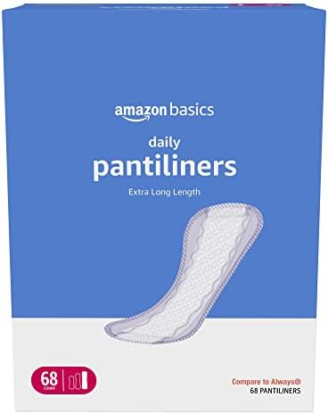 Amazon Basics Daily Pantiliner, Extra Long Length, Unscented, 68 Count, 1 Pack (Previously Solimo)