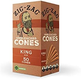 ZIG-ZAG Pre Rolled Cones - King Size, Natural Unbleached - Bulk Pack of 50 - Easy & Convenient - Prerolled