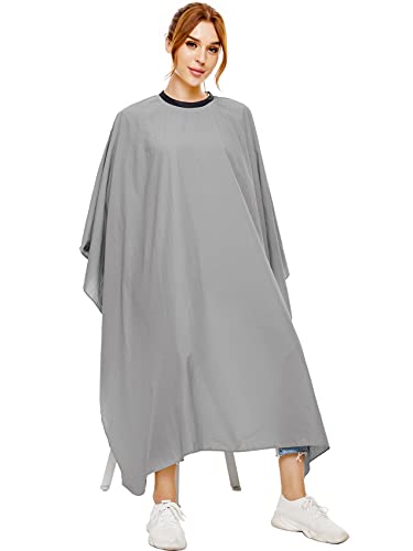 Hair Cutting Cape for Adults-Nylon Waterproof Large Salon Capes for Hair Stylit-Grey Barber Cape-With Adjustable Snap Closure-56 x 64inch Hair Color Cape - Professional Hairstylist & Home Use