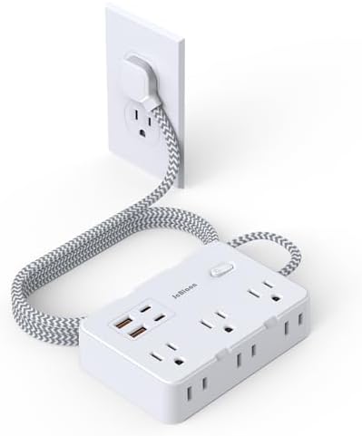Surge Protector Power Strip 5 Ft Cord, Ultra Thin Flat Extension Cord with 6 Outlets 4 USB Ports(2 USB C), Flat Plug Power Strip, Braided Power Cord for College Dorm Room Essentials