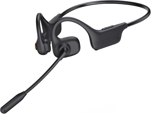 Open Ear Headphones with Mic, Bluetooth Wireless Headset with Microphone, AI Noise Cancelling Multipoint Connect Bluetooth 5.3, Sweatproof Wireless Headset for Work, Driving, Running, Workouts