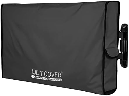 ULTCOVER Waterproof Outdoor TV Cover for 55-59 inch Outside Flat Screen Televisions with Mounts and Stands, Black