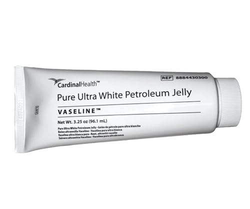 5 Pack Medical Grade Vaseline Pure Ultra White Petroleum Jelly, 3.25 oz (97.5 mL) Tubes ONLY by Kendall/Covidien